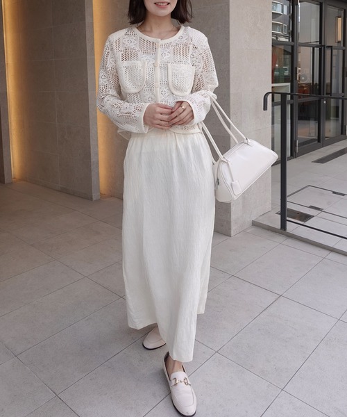 CORNERS（コーナーズ）の「楊柳ナロースカート（スカート・レディース・サックスブルー/ブラック/アイボリー/グレー・M）」の13枚目の写真