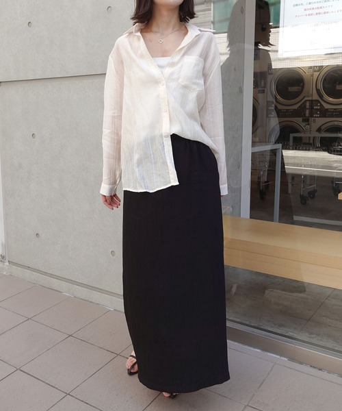 CORNERS（コーナーズ）の「楊柳ナロースカート（スカート・レディース・サックスブルー/ブラック/アイボリー/グレー・M）」の15枚目の写真