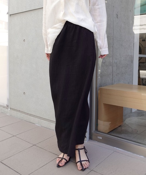 CORNERS（コーナーズ）の「楊柳ナロースカート（スカート・レディース・サックスブルー/ブラック/アイボリー/グレー・M）」の17枚目の写真