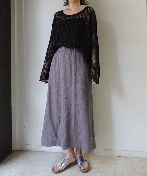 CORNERS（コーナーズ）の「楊柳ナロースカート（スカート・レディース・サックスブルー/ブラック/アイボリー/グレー・M）」の10枚目の写真