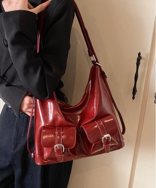 Y2K バックルレザーショルダーバッグ【A4サイズ収納可能 】/3WAY