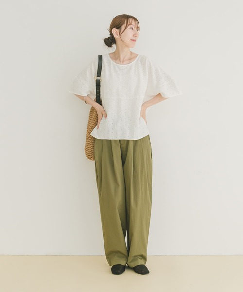 akane  あむう　コーデュロイコクーンパンツ　グリーン　M-L ストレッチバイオエアタンブラーコクーンシルエットパンツ