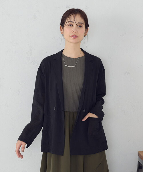 COMME CA ISM(コムサイズム)の「シア―ジャケット(テーラードジャケット・レディース・ホワイト/ダークブラウン/ブラック・MEDIUM/LARGE)」の5枚目の写真