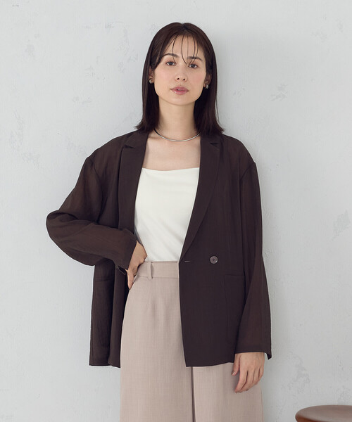 COMME CA ISM(コムサイズム)の「シア―ジャケット(テーラードジャケット・レディース・ホワイト/ダークブラウン/ブラック・MEDIUM/LARGE)」の11枚目の写真