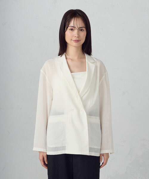 COMME CA ISM(コムサイズム)の「シア―ジャケット(テーラードジャケット・レディース・ホワイト/ダークブラウン/ブラック・MEDIUM/LARGE)」の12枚目の写真