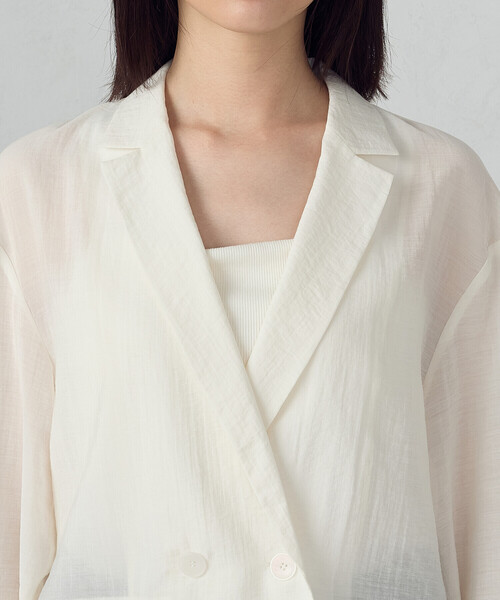 COMME CA ISM(コムサイズム)の「シア―ジャケット(テーラードジャケット・レディース・ホワイト/ダークブラウン/ブラック・MEDIUM/LARGE)」の15枚目の写真