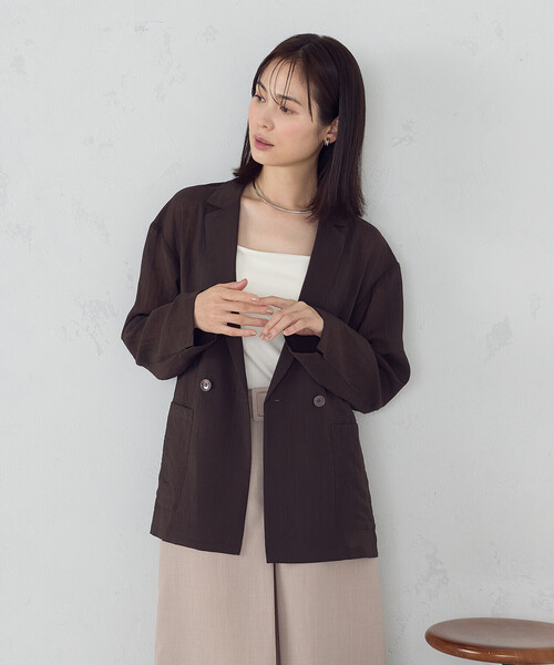 COMME CA ISM(コムサイズム)の「シア―ジャケット(テーラードジャケット・レディース・ホワイト/ダークブラウン/ブラック・MEDIUM/LARGE)」の10枚目の写真