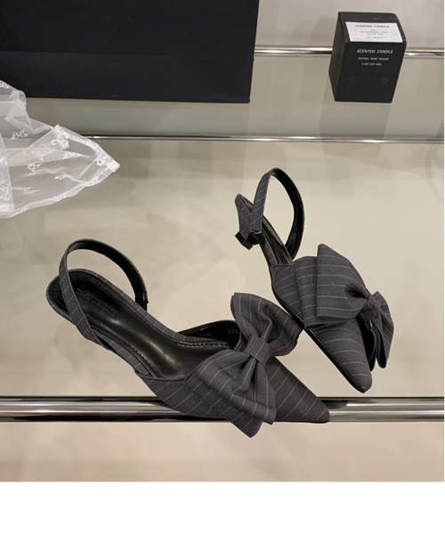 Eclat one(エクラワン)の「【Eclat one】リボンデザイン ピンストライプ ミュール パンプス(パンプス・レディース・ブラック/イエロー・S/L/M)」の21枚目の写真
