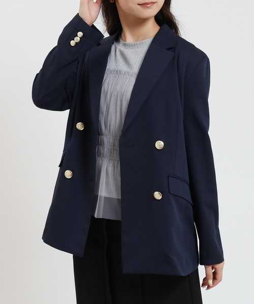 TRUDEA（トルディア）の「ダブルボタンジャケット（テーラードジャケット・レディース・ライトグレー/ベージュ/ネイビー/チャコールグレー・MEDIUM/LARGE）」の4枚目の写真