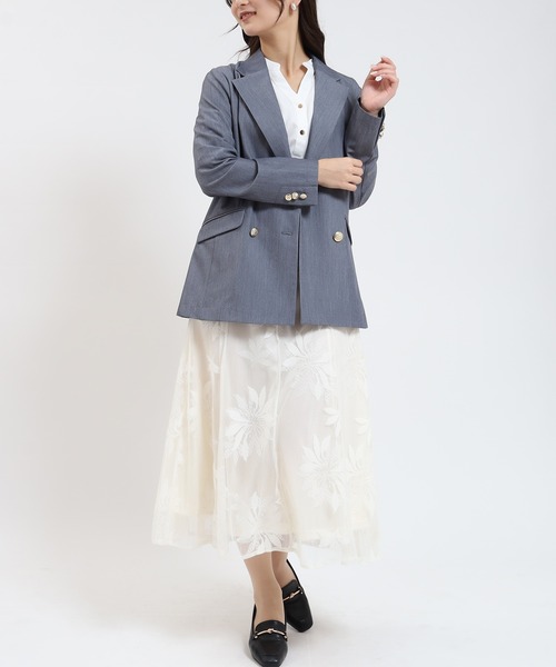 TRUDEA（トルディア）の「ダブルボタンジャケット（テーラードジャケット・レディース・ライトグレー/ベージュ/ネイビー/チャコールグレー・MEDIUM/LARGE）」の10枚目の写真