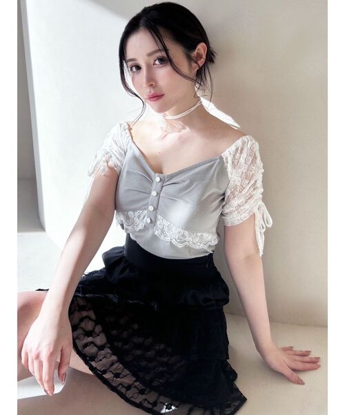 RIXO 売れ筋商品|||リキソー Tシャツ トップス レディース Tops Azure センターZIPコルセットトップス【セットアップ着用可能