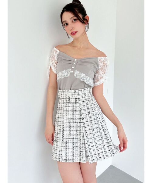 RESEXXY(リゼクシー)の「レースドッキングTシャツ(Tシャツ/カットソー・レディース・ブラック/グレー/ホワイト・FREE)」の16枚目の写真