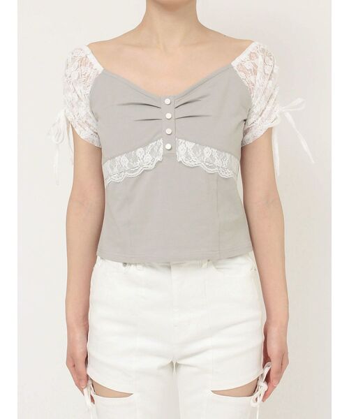 RESEXXY(リゼクシー)の「レースドッキングTシャツ(Tシャツ/カットソー・レディース・ブラック/グレー/ホワイト・FREE)」の17枚目の写真