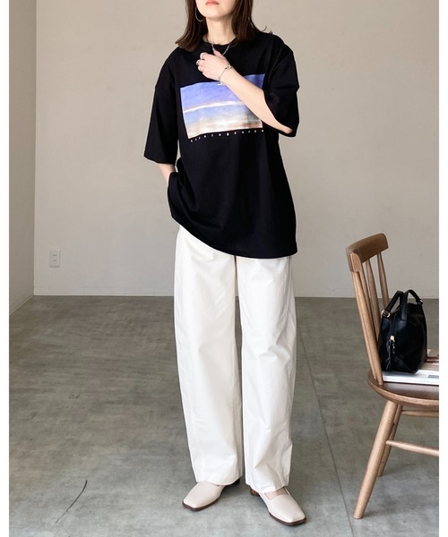 セール】オーバーサイズ襟配色ロゴプリントゲーム長袖Tシャツ