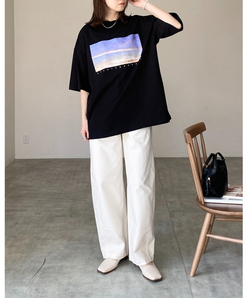 セール】オーバーサイズロゴフォトプリント半袖メタリック箔