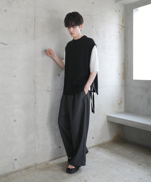 ETELIO（エテリオ）の「サイドデザインハイゲージニットベスト（ベスト・メンズ・ブラック/ワイン/ブルー/ライトグレー・S/M/L/XL）」の19枚目の写真