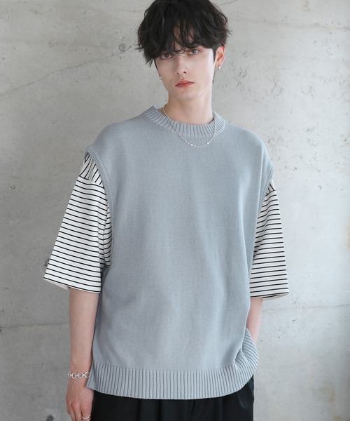 ETELIO（エテリオ）の「サイドデザインハイゲージニットベスト（ベスト・メンズ・ブラック/ワイン/ブルー/ライトグレー・S/M/L/XL）」の20枚目の写真