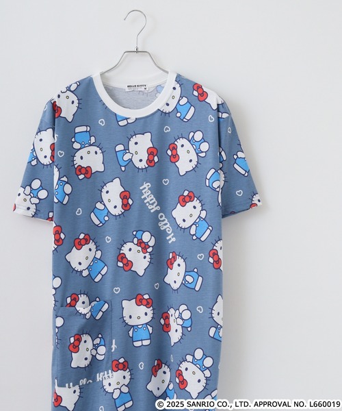 sanrio(サンリオ)の「サンリオキャラクターズ プリント天竺総柄スーパーBIG Tシャツ(Tシャツ/カットソー・メンズ・オフホワイト/ローズ/ライトカーキ/サックスブルー/ブルーグレー/ネイビー/チャコール・M/LL/L)」の5枚目の写真