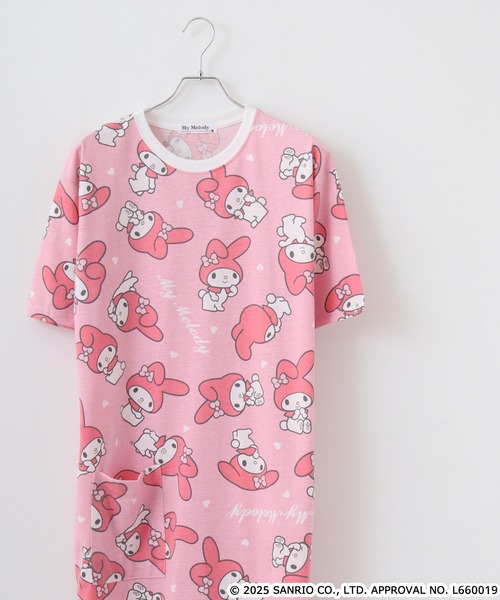 sanrio(サンリオ)の「サンリオキャラクターズ プリント天竺総柄スーパーBIG Tシャツ(Tシャツ/カットソー・メンズ・オフホワイト/ローズ/ライトカーキ/サックスブルー/ブルーグレー/ネイビー/チャコール・M/LL/L)」の7枚目の写真