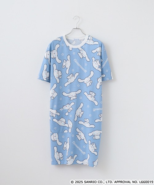 sanrio(サンリオ)の「サンリオキャラクターズ プリント天竺総柄スーパーBIG Tシャツ(Tシャツ/カットソー・メンズ・オフホワイト/ローズ/ライトカーキ/サックスブルー/ブルーグレー/ネイビー/チャコール・M/LL/L)」の9枚目の写真