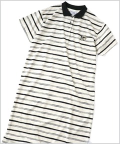 ブルドッグ刺繍ボーダーワンピース