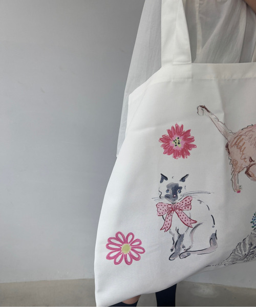 ねこ　キャシーさんのプリントのバック　月花美人のバック ねこ キャシーさんのプリントのバック 月花美人のバック ねこ様