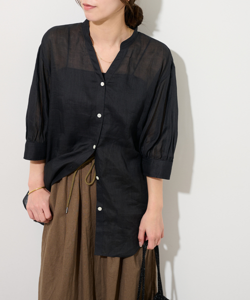 JOURNAL STANDARD relume（ジャーナルスタンダード　レリューム）の「ラミーギャザースリーブブラウス（シャツ/ブラウス・レディース・ブラック/ライトブルー/ホワイト・FREE）」の7枚目の写真