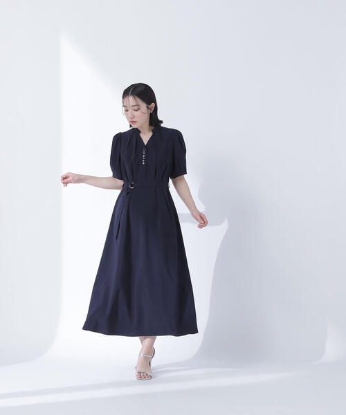 【2回着用美品】NATURAL BEAUTY BASIC ベルト付きワンピース リネンライクベルテッドワンピース | NATURAL BEAUTY BASIC