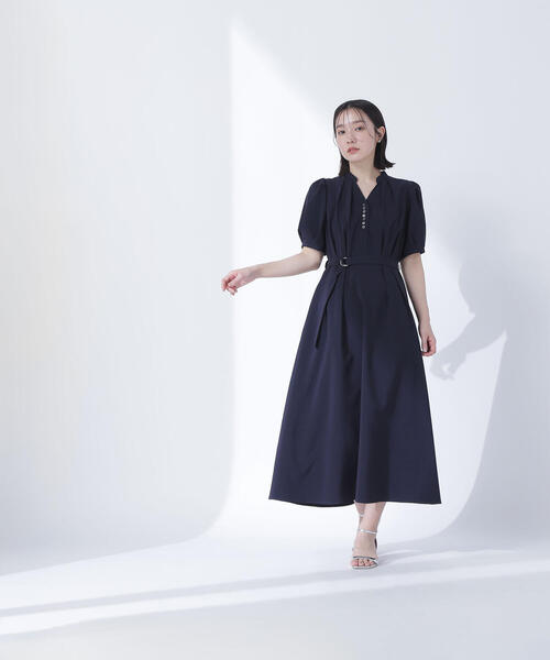 【2回着用美品】NATURAL BEAUTY BASIC ベルト付きワンピース ベルト付きVネックワンピース | エヌ ナチュラルビューティー