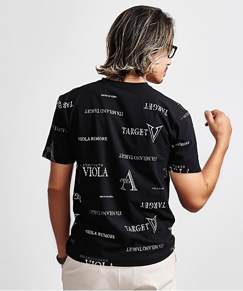 VIOLA(ヴィオラ)の「『VIOLA rumore/ヴィオラ ルモーレ』総柄V/N半袖Tシャツ(Tシャツ/カットソー・メンズ・ブラック/ブラック×ゴールド/ホワイト・XL/L/M)」の10枚目の写真
