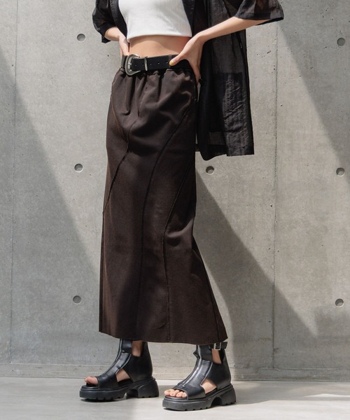 PAGEBOY（ページボーイ）の「エスカルゴナロースカート（スカート・レディース・グレー/ブルー系その他/ブラック/インディゴブルー・FREE）」の3枚目の写真