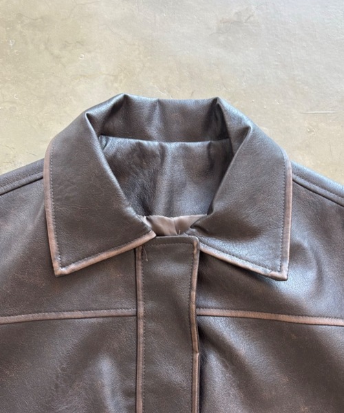 ViVi掲載】ヴィンテージウォッシュ加工ショートブルゾン（ライダース