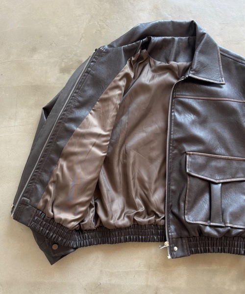 ViVi掲載】ヴィンテージウォッシュ加工ショートブルゾン（ライダース