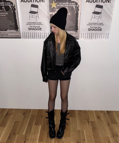 ViVi掲載】ヴィンテージウォッシュ加工ショートブルゾン（ライダース