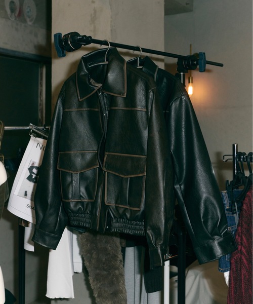 ViVi掲載】ヴィンテージウォッシュ加工ショートブルゾン（ライダース