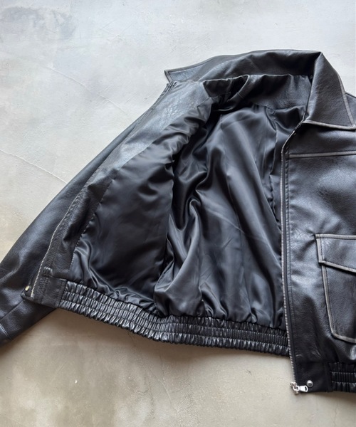 ViVi掲載】ヴィンテージウォッシュ加工ショートブルゾン（ライダース