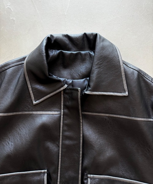 ViVi掲載】ヴィンテージウォッシュ加工ショートブルゾン（ライダース