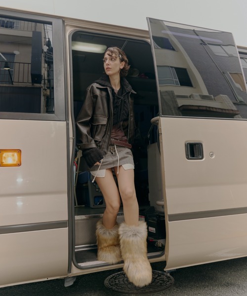 ViVi掲載】ヴィンテージウォッシュ加工ショートブルゾン（ライダース