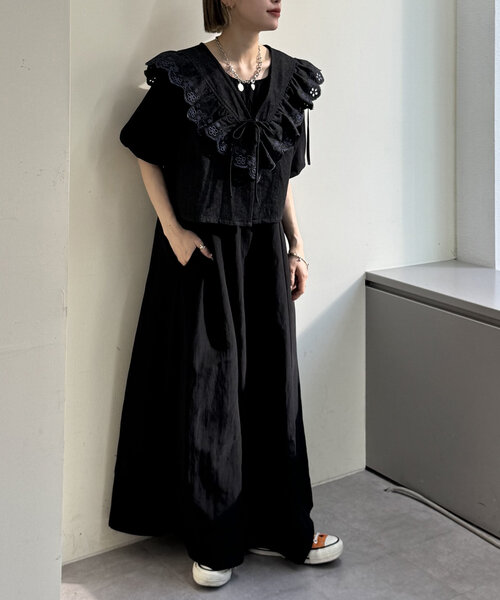 w closet(ダブルクローゼット)の「【セットアイテム】デニムベストワンピセット(ワンピース・レディース・オレンジ/アイボリー/ブラック・0/1)」の11枚目の写真