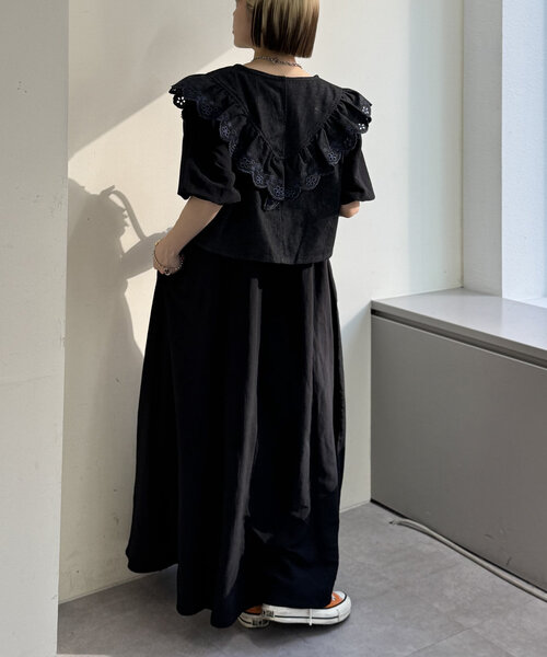 w closet(ダブルクローゼット)の「【セットアイテム】デニムベストワンピセット(ワンピース・レディース・オレンジ/アイボリー/ブラック・0/1)」の14枚目の写真