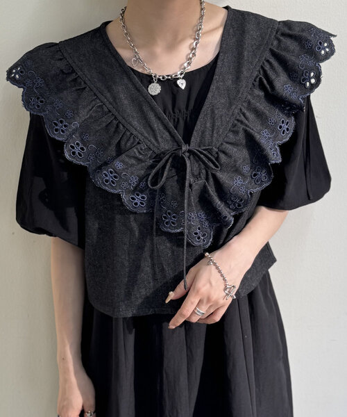 w closet(ダブルクローゼット)の「【セットアイテム】デニムベストワンピセット(ワンピース・レディース・オレンジ/アイボリー/ブラック・0/1)」の15枚目の写真