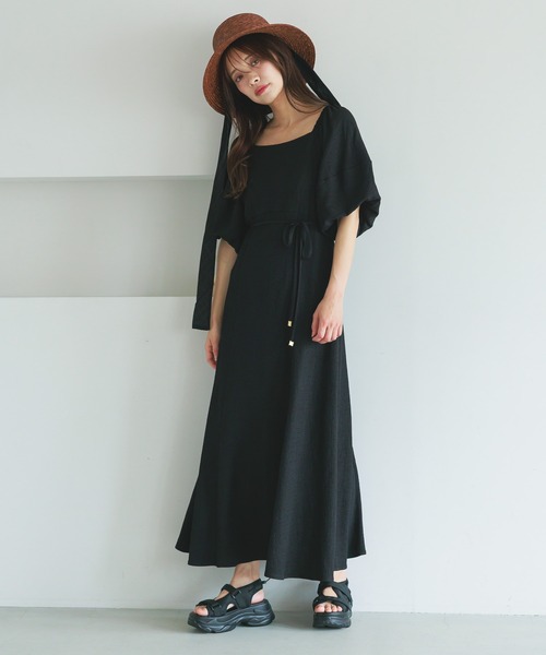 mysty woman(ミスティウーマン)の「ボリュームスリーブ2wayワンピース 497423(ワンピース・レディース・アイボリー/ブラック/グリーン・FREE)」の4枚目の写真