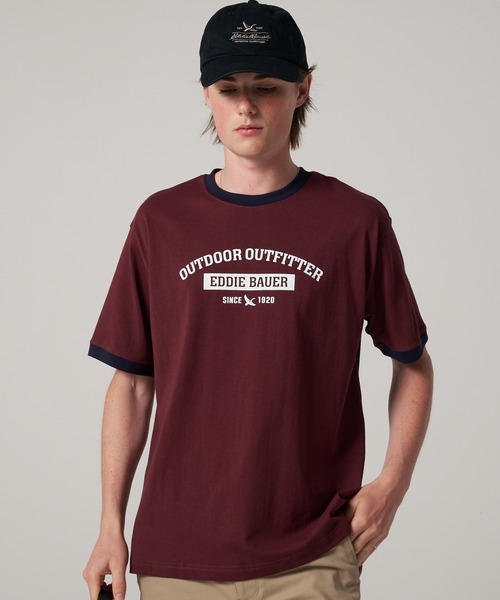 Eddie Bauer（エディーバウアー）の「トリム 半袖 Tシャツ（Tシャツ/カットソー・メンズ・エンジ/ネイビー/杢グレー・M/L/XL/XXL/S）」の3枚目の写真