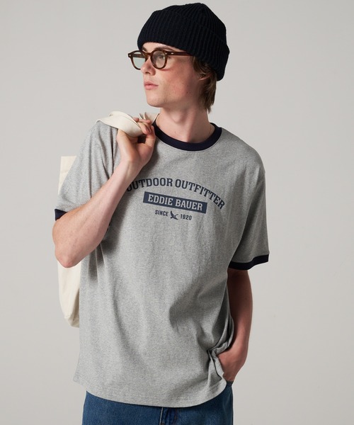 Eddie Bauer（エディーバウアー）の「トリム 半袖 Tシャツ（Tシャツ/カットソー・メンズ・エンジ/ネイビー/杢グレー・M/L/XL/XXL/S）」の2枚目の写真