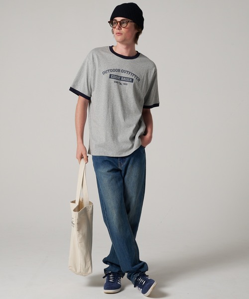 Eddie Bauer（エディーバウアー）の「トリム 半袖 Tシャツ（Tシャツ/カットソー・メンズ・エンジ/ネイビー/杢グレー・M/L/XL/XXL/S）」の5枚目の写真