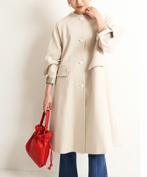 新品　SLOBE IENA ノーカラー　コート　グリーン セール】ノーカラーサファリブルゾン（その他アウター）｜SLOBE