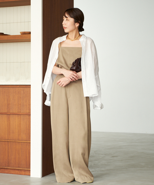 plage fibril linen 混 キャミソール　ベージュ プラージュ Plage 《追加予約》fibril linen 混 キャミソール