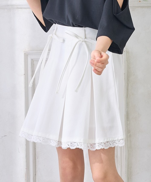 裾レース プリーツリボンスカート（スカート）｜Amourire girl（アム