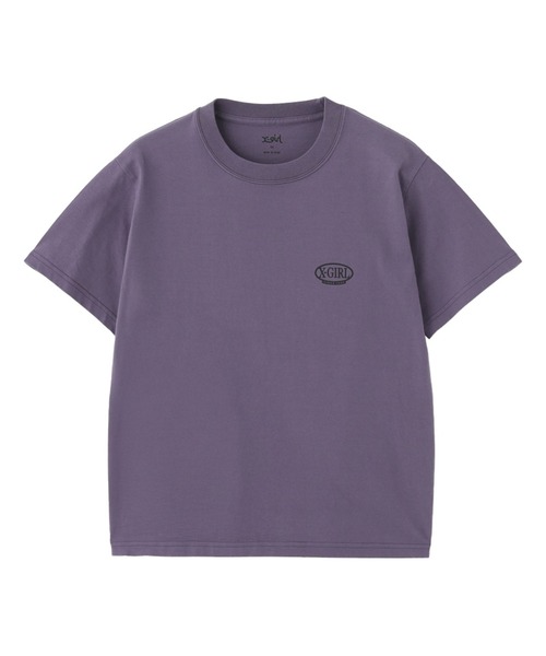 X-girl（エックスガール）の「LEOPARD OVAL LOGO S/S TEE（Tシャツ/カットソー・レディース・ブラック/ホワイト/ライトパープル・S/L/M）」の5枚目の写真