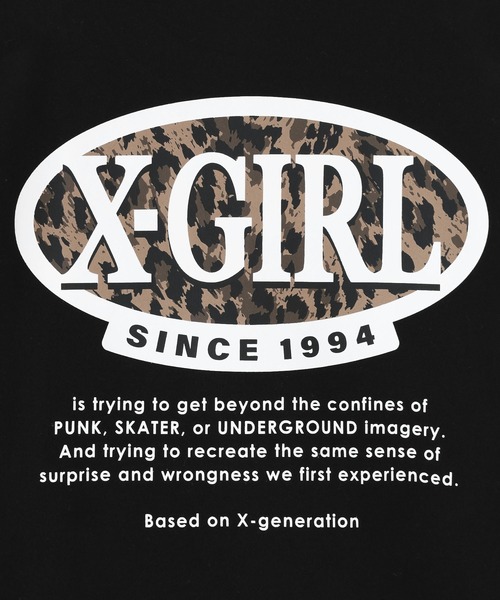 X-girl（エックスガール）の「LEOPARD OVAL LOGO S/S TEE（Tシャツ/カットソー・レディース・ブラック/ホワイト/ライトパープル・S/L/M）」の11枚目の写真